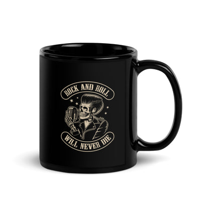 Rock and Roll Will Never Die Black Mug