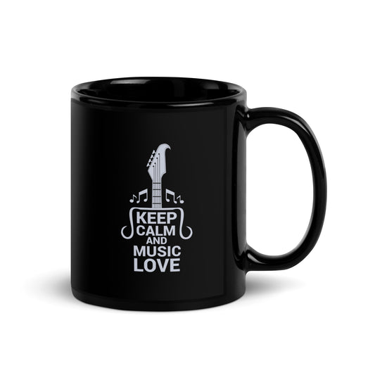 Keep Calm and Music Love Black Mug