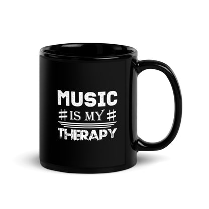 Music Is My Therapy Black Mug