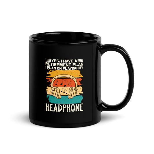 Playing My Headphone Black Mug