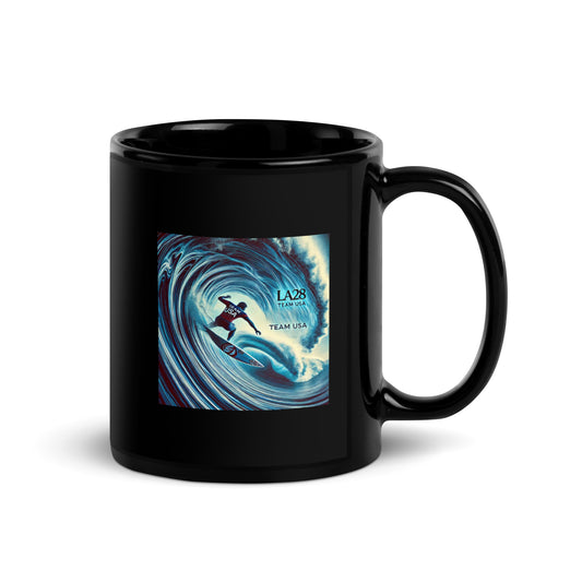 LA28 Team USA Surfer Art Print Black Mug