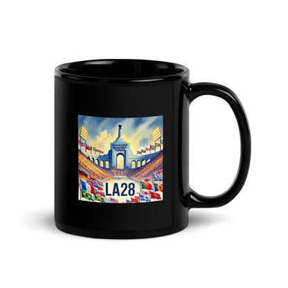 Flags of Nations at Los Angeles Memorial Coliseum LA28 Black Mug