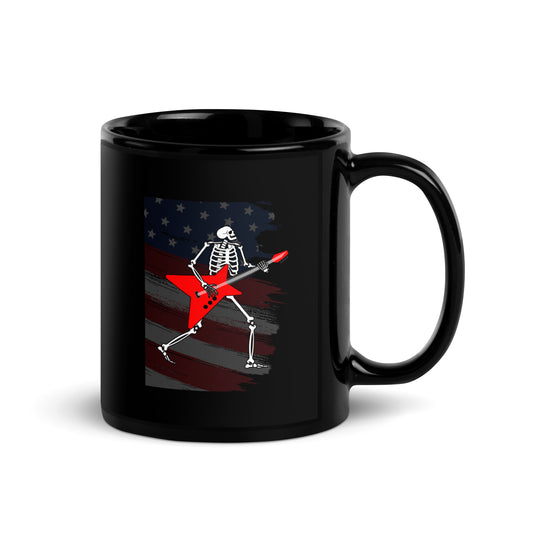 American Guitarist Skeleton Black Mug