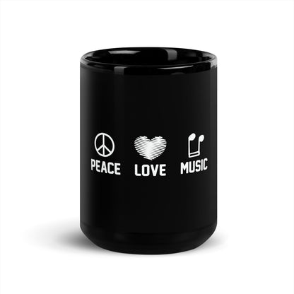 Peace Love Music Black Mug