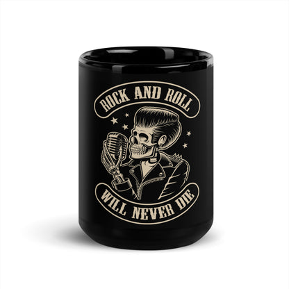 Rock and Roll Will Never Die Black Mug