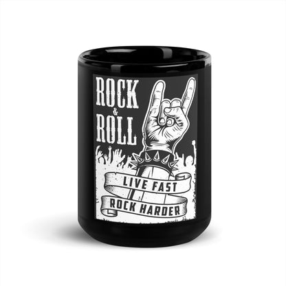 Live Fast Rock Harder Black Mug