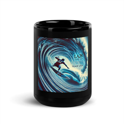 LA28 Team USA Surfer Art Print Black Mug