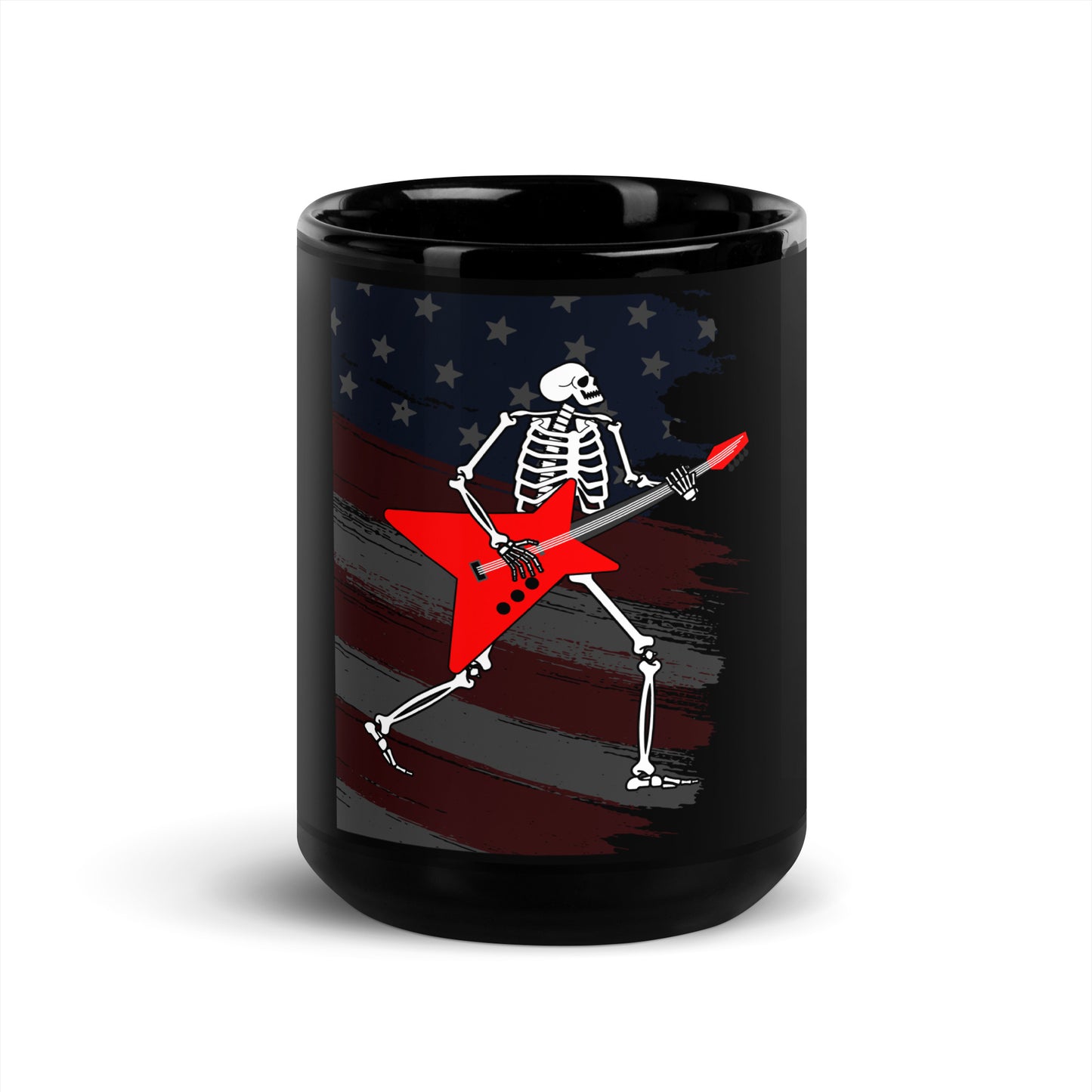 American Guitarist Skeleton Black Mug