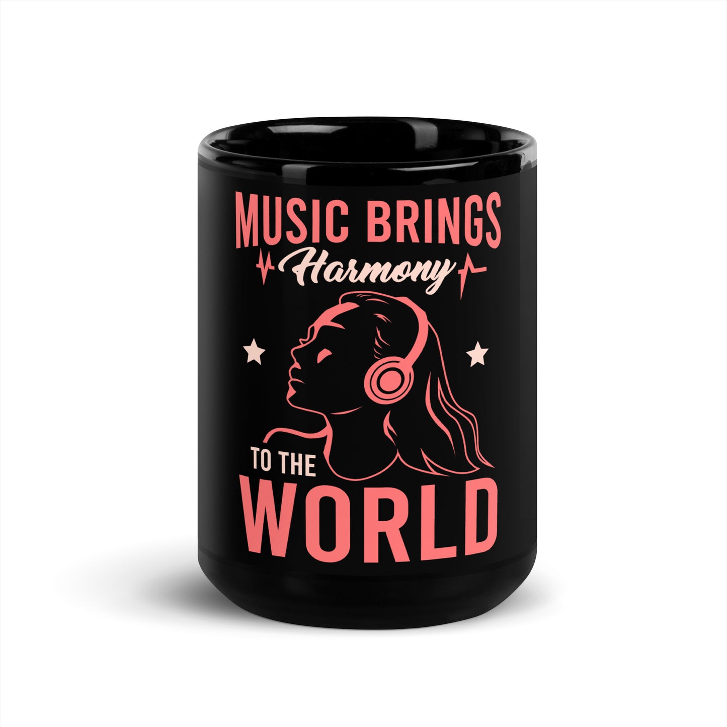 Music Brings Harmony to the World Black Mug