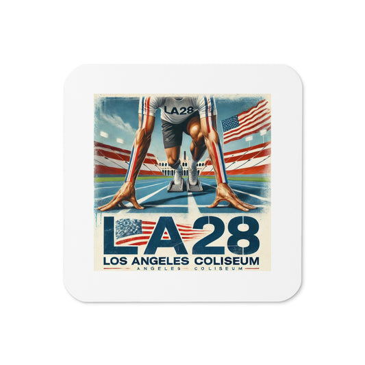 Surrealistic LA28 Track Start Watercolor Art Coaster