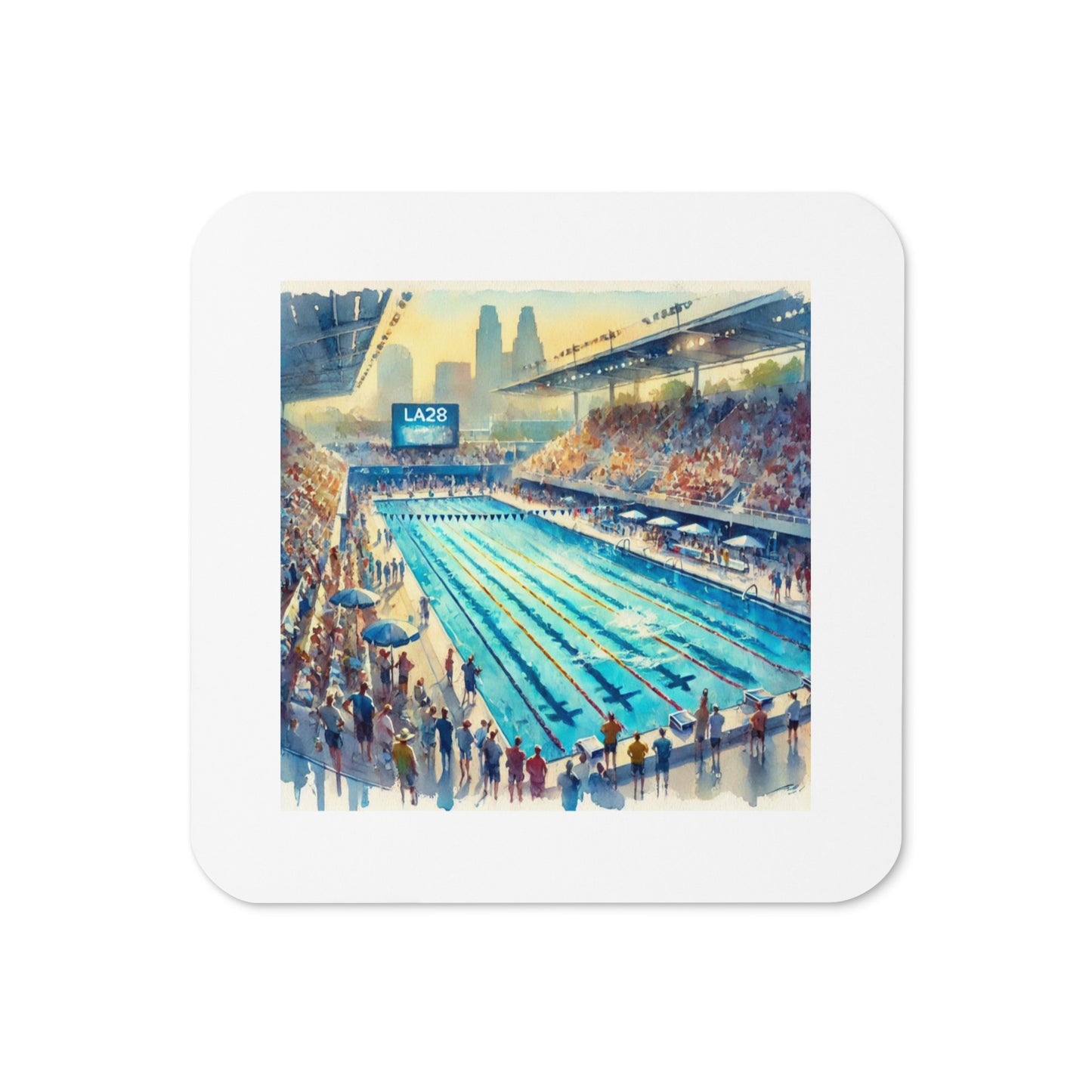 LA28 Swimming Event Watercolor Art Print Coaster