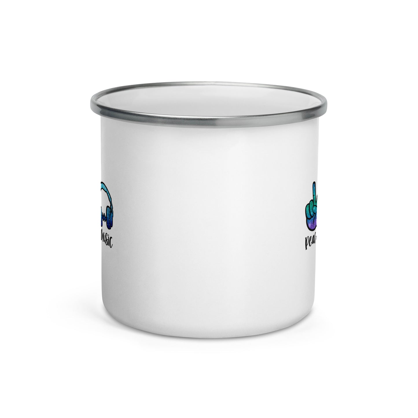 Peace Love Music Enamel Mug