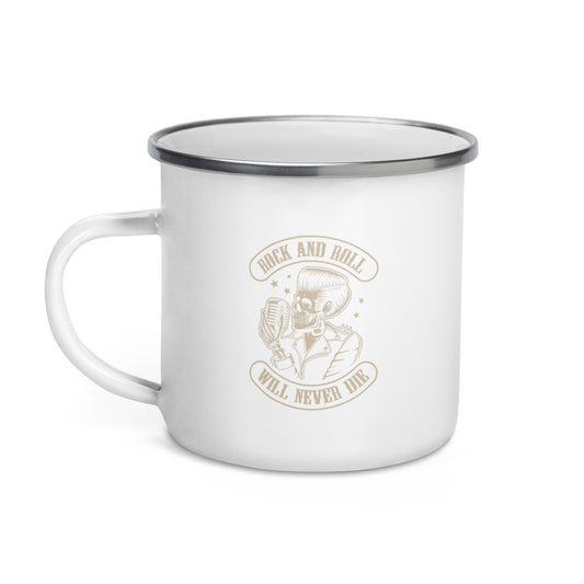 Rock and Roll Will Never Die Enamel Mug
