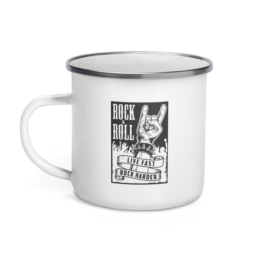 Live Fast Rock Harder Enamel Mug