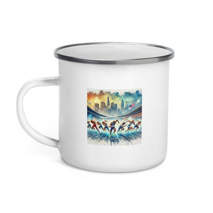 LA28 Olympic Sprint Finish - Mixed Men & Women Athletes Enamel Mug
