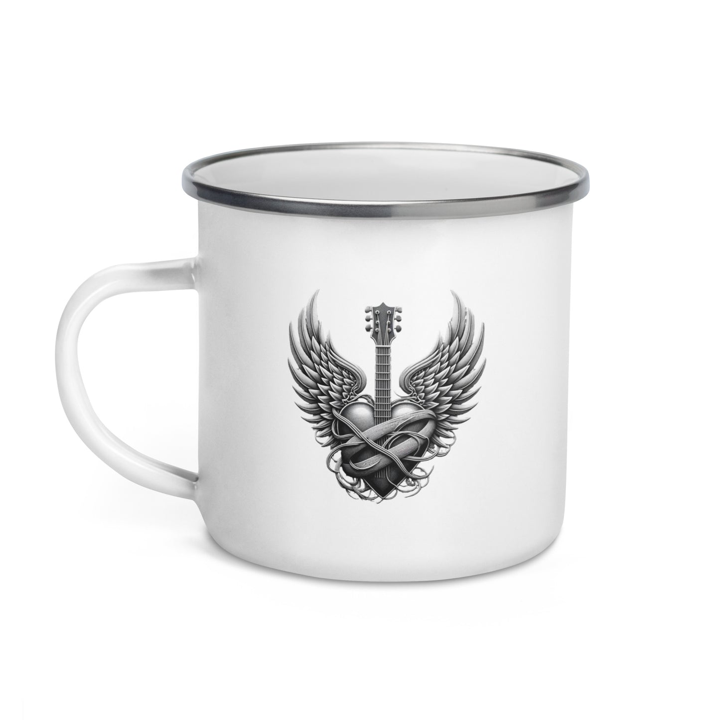 Guitar Angel Wings Enamel Mug