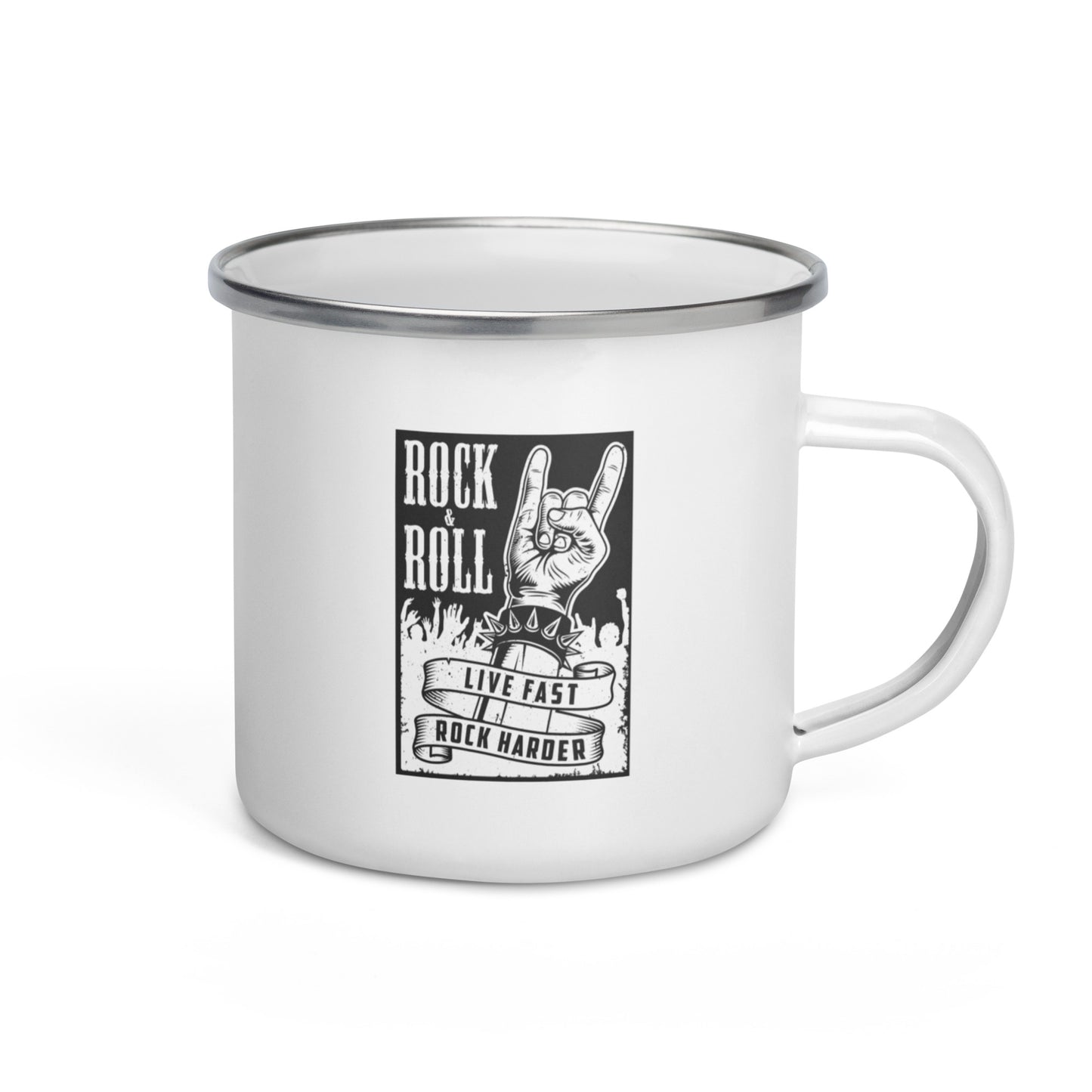 Live Fast Rock Harder Enamel Mug