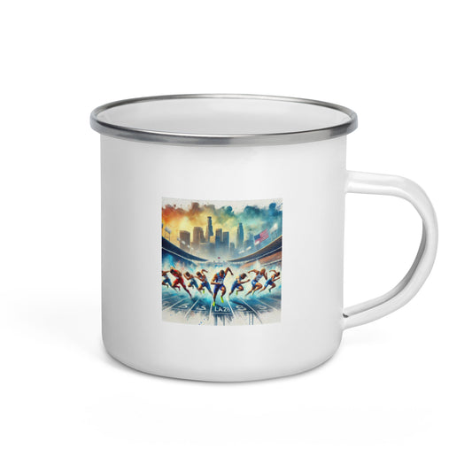 LA28 Olympic Sprint Finish - Mixed Men & Women Athletes Enamel Mug