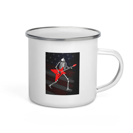 American Guitarist Skeleton Enamel Mug