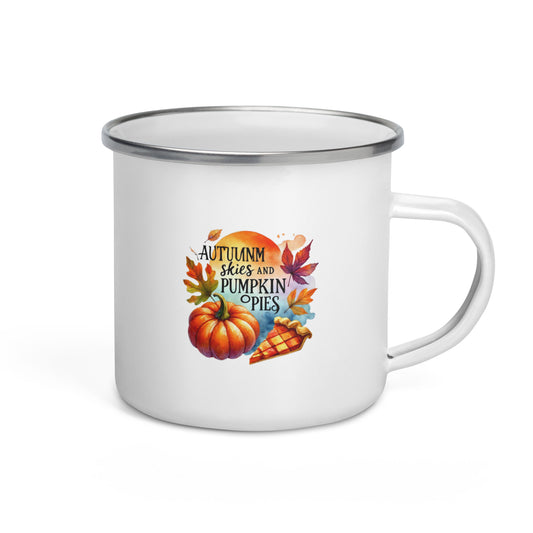 Autumn Skies and Pumpkin Pies Enamel Mug