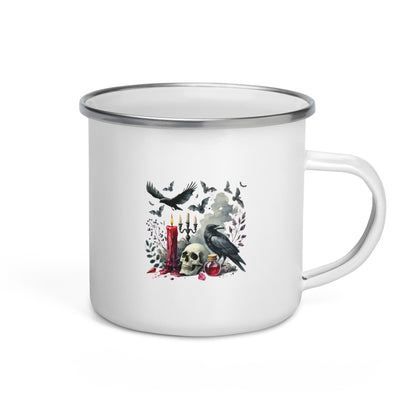 Scary Bats, Skulls, and Candle Enamel Mug
