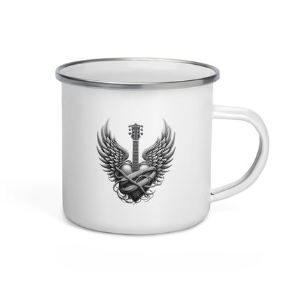 Guitar Angel Wings Enamel Mug