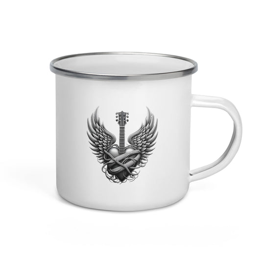 Guitar Angel Wings Enamel Mug