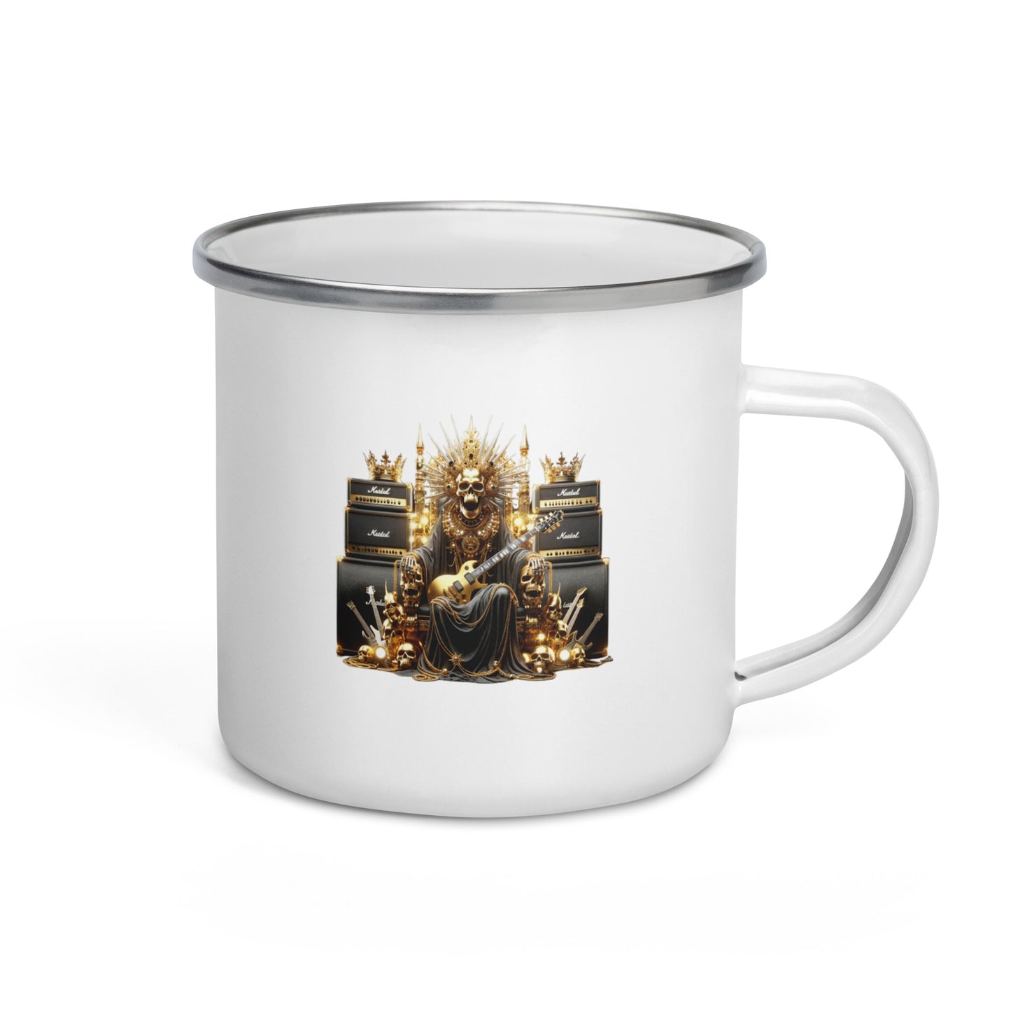 King Skull Gold Guitar and Amplifier Enamel Mug