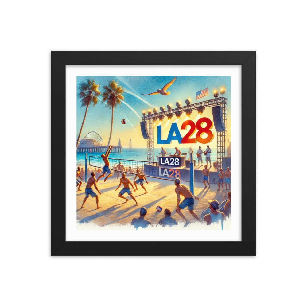 LA28 Beach Volleyball and Band Watercolor Painting Framed poster