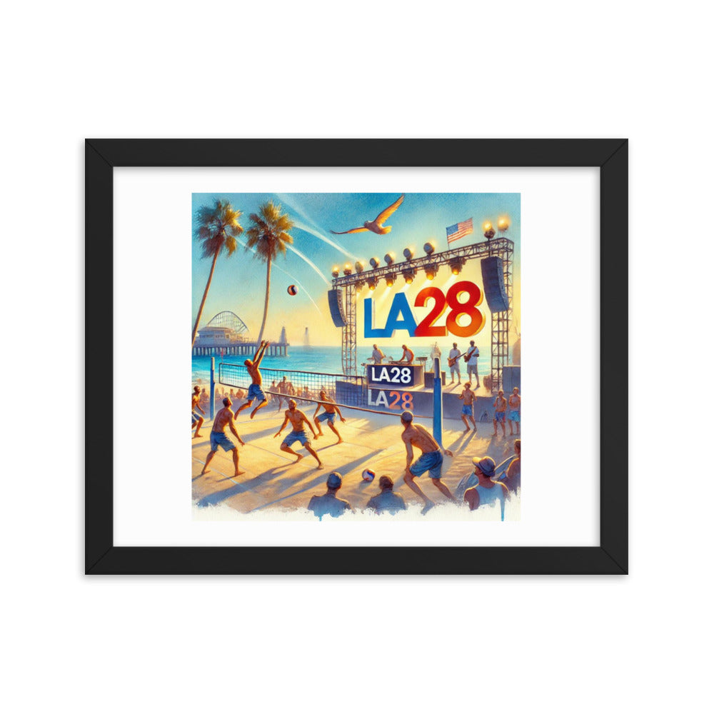 LA28 Beach Volleyball and Band Watercolor Painting Framed poster