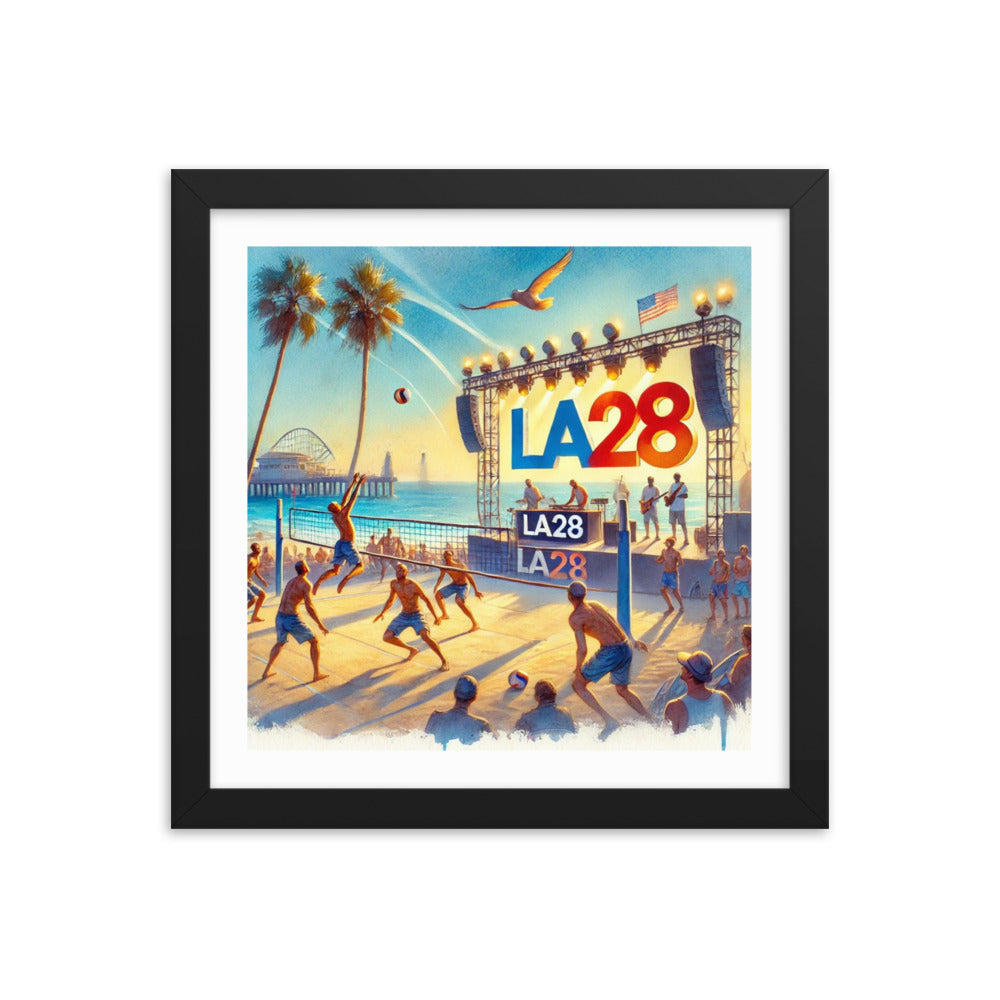 LA28 Beach Volleyball and Band Watercolor Painting Framed poster