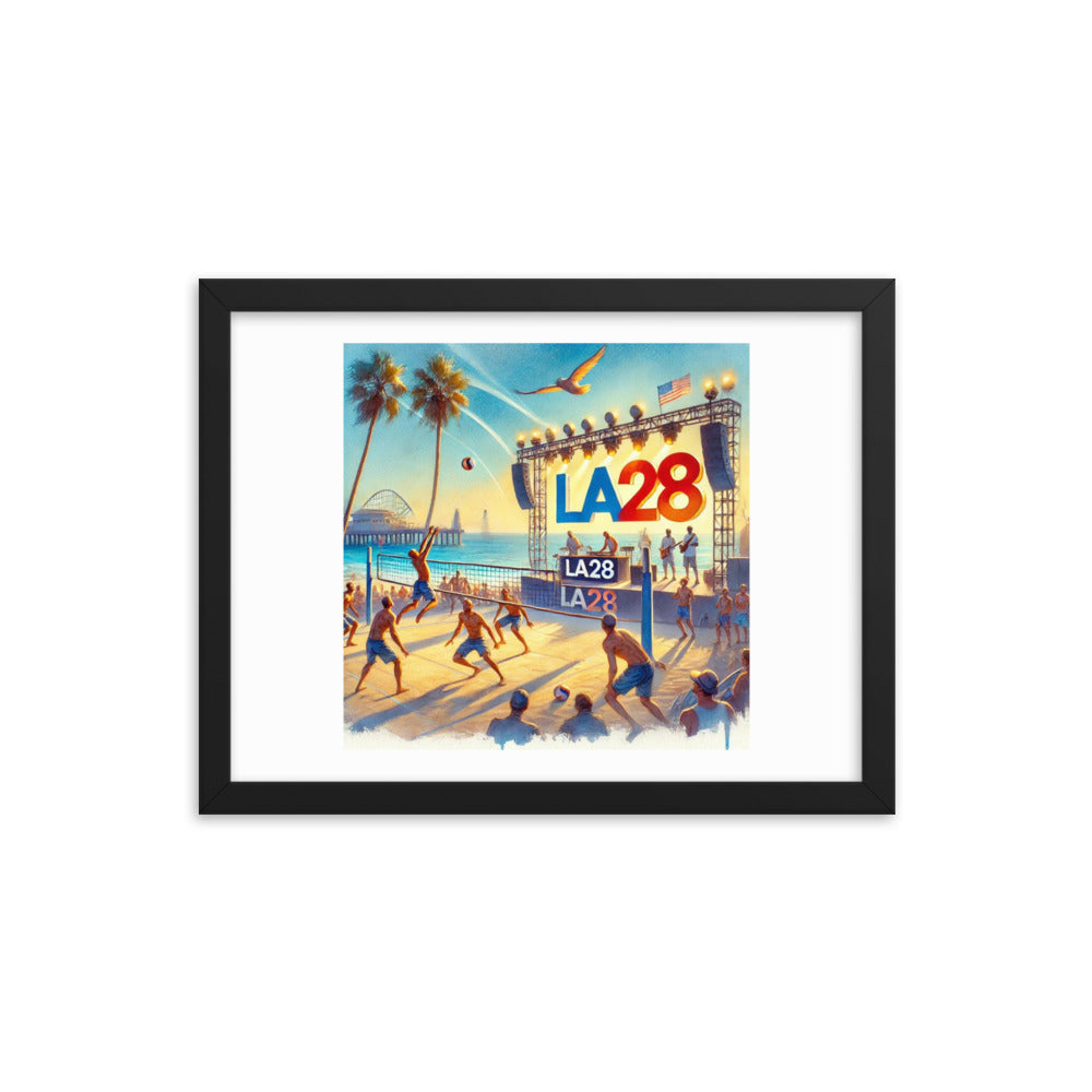 LA28 Beach Volleyball and Band Watercolor Painting Framed poster