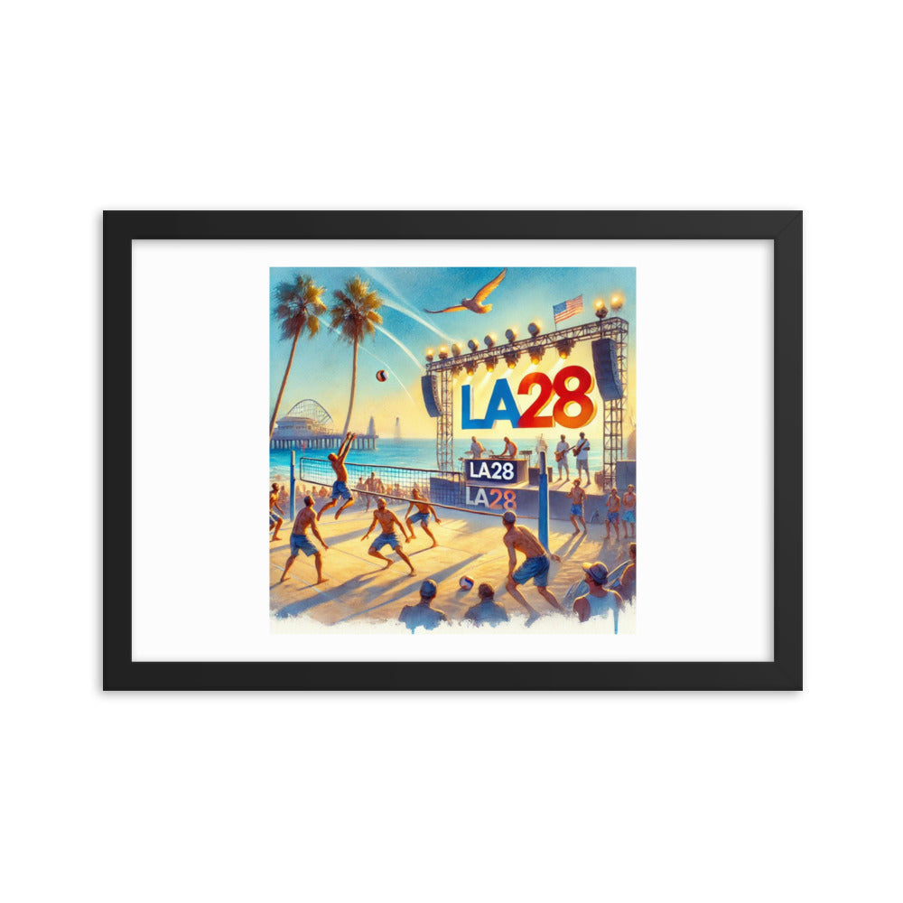 LA28 Beach Volleyball and Band Watercolor Painting Framed poster