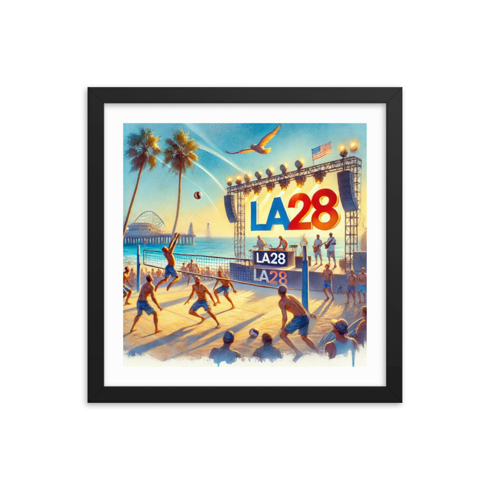 LA28 Beach Volleyball and Band Watercolor Painting Framed poster