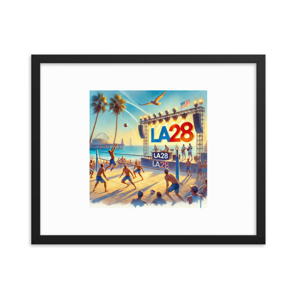 LA28 Beach Volleyball and Band Watercolor Painting Framed poster