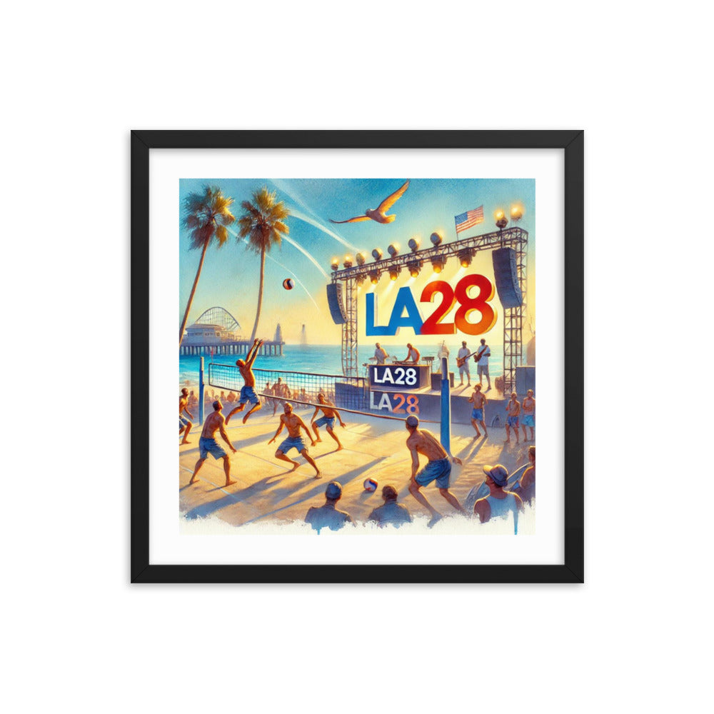 LA28 Beach Volleyball and Band Watercolor Painting Framed poster