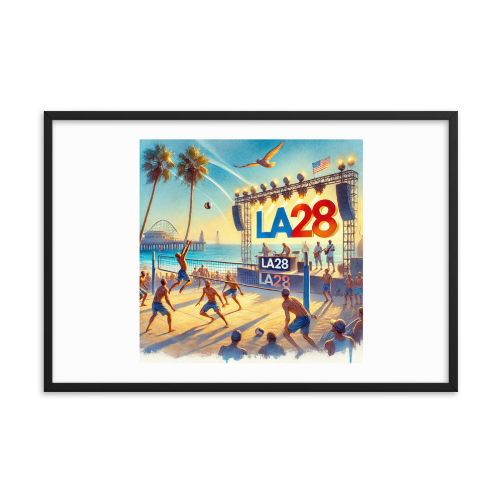 LA28 Beach Volleyball and Band Watercolor Painting Framed poster
