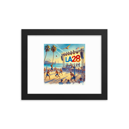 LA28 Beach Volleyball and Band Watercolor Painting Framed poster