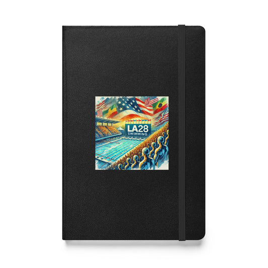 Vibrant Watercolor LA28 Swimming Crowd Logo | Energetic Olympic Swimming Art Hardbound Notebook