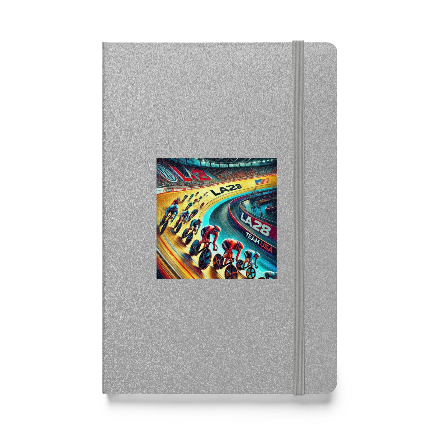 Surrealistic LA28 Team USA Velodrome Cycling Art Hardbound Notebook