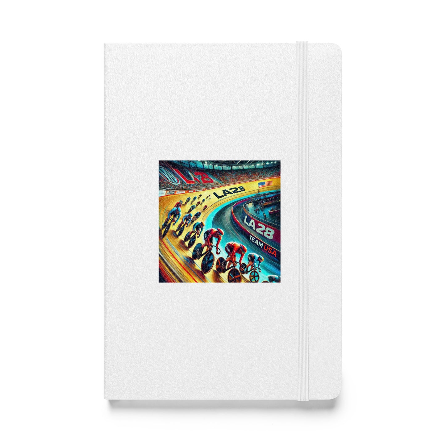 Surrealistic LA28 Team USA Velodrome Cycling Art Hardbound Notebook