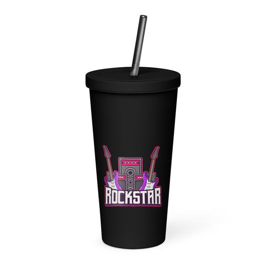 Rockstar Insulated Tumbler with Straw