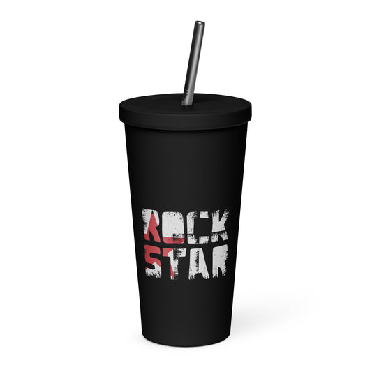 Rock Star Insulated Tumbler with Straw