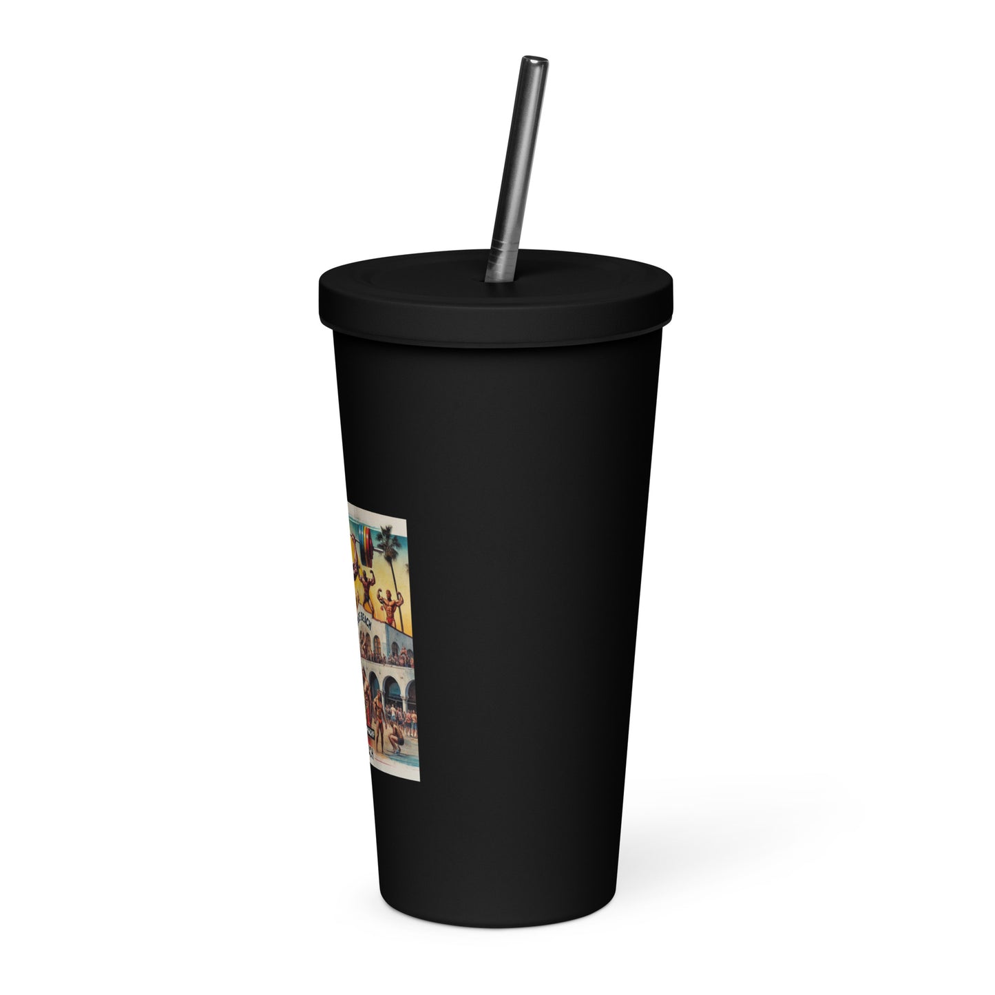 LA28 - Vibrant Muscle Beach Championship - Venice Beach Men's Competition | Southern California Art Insulated tumbler with Straw