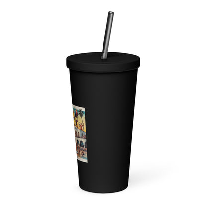 LA28 - Vibrant Muscle Beach Championship - Venice Beach Men's Competition | Southern California Art Insulated tumbler with Straw
