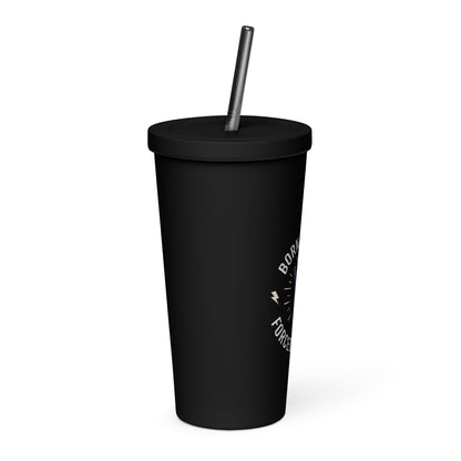 Born To Rock, Forced To Work Insulated Tumbler with Straw