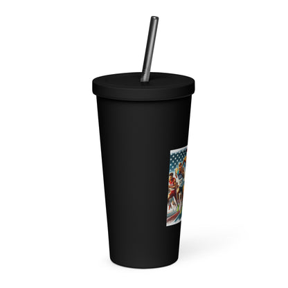 LA28 Team USA 100 Meters Watercolor Print | Los Angeles Coliseum Art Insulated tumbler with Straw
