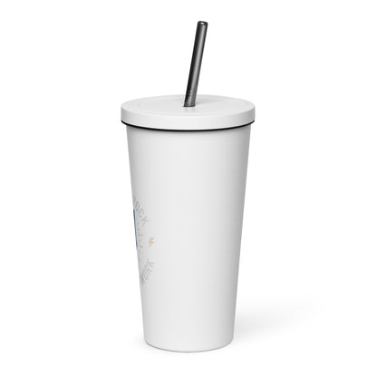 Born To Rock, Forced To Work Insulated Tumbler with Straw
