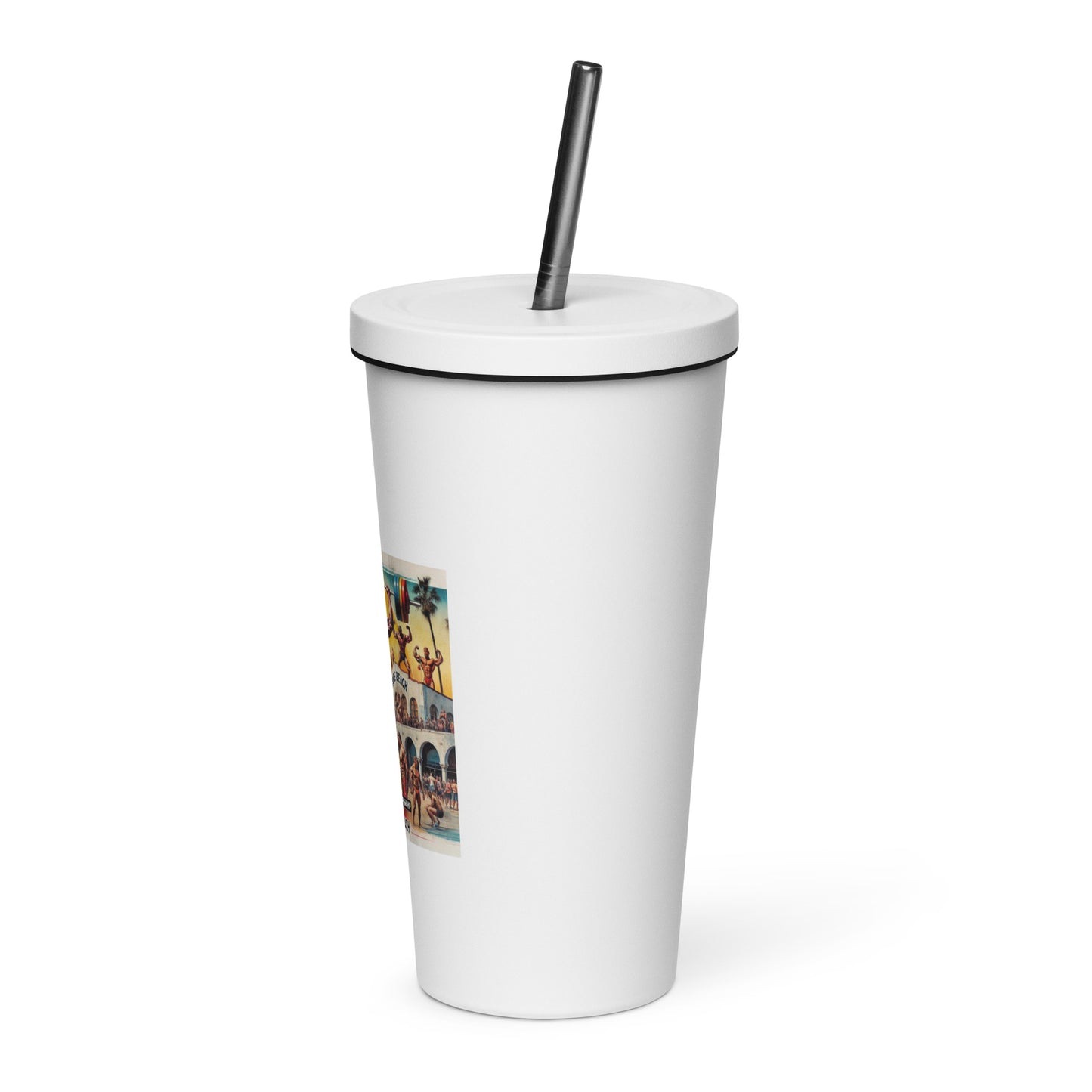 LA28 - Vibrant Muscle Beach Championship - Venice Beach Men's Competition | Southern California Art Insulated tumbler with Straw