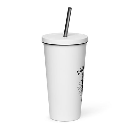 Rock and Roll Hand Insulated Tumbler with Straw
